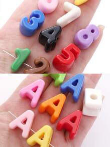 10pcs Letter 3D Beads -Random Color Mixing Of Number Beads, English Letter Beads- Used For Jewelry Creative DIY Make, Such As Bag Chains, Waist Chains,Phone Chains Accessories