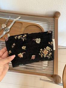 1 Pieza/Set Bolsa de maquillaje con estilo floral multifuncional para almacenamiento de cosméticos, cuidado de la piel, crema de manos, aceite labial, esmalte de uñas, monedas, toallas sanitarias, pequeños artículos, con cierre de cremallera, estilo retro. Bolsa de maquillaje, estuche de maquillaje, neceser de viaje, organizador de cosméticos, regalo para buenos amigos, regalo del día de la madre, regalo de boda para dama de honor