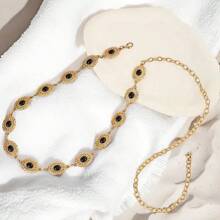 Women's Fashion Versatile Metal Carving Turquoise Inlay Body Chain, Tropical Floral Bohemian Zinc Alloy Jewel High-End Accessories, Metal Waist Chain For Weddings, All Seasons