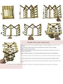 Madebyblanc 1pc Bamboo No-Installation Folding Shoe Rack, Suitable For Dining Room, Entryway, Bedroom, Living Room - Ginger - View 8