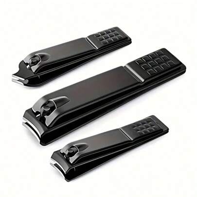 3pcs Set Matte Black Stainless Steel Nail Clippers - For Fingernails, Toenails And Ingrown Nails - Heavy Duty Nail Clippers, Manicure Tools, Pedicure Accessories, Suitable For Men And Women - Precision Design
