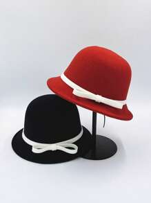 1pc Women Solid Color Hat, New Fashion Vintage British Elegant French Bow Decor Short Brim Small Hat, Casual Versatile Celebrity Bucket Hat Suitable For Party, Gathering, Daily Use, Spring/Summer - View 6