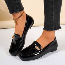 Mocasines versátiles de estilo británico para mujer, nuevos zapatos casuales con plataforma para primavera/otoño 2025, zapatos slip-on, tallas grandes - Negro - Ver 2