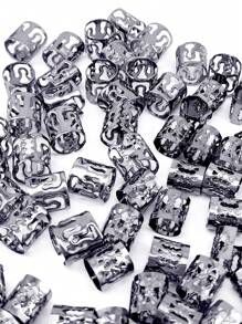 40pcs Black Fashion Metal Dreadlock Hair Jewelry Accessories For Braids Punk Style Beads Rings For Women Girls Music Festival - Black - View 5