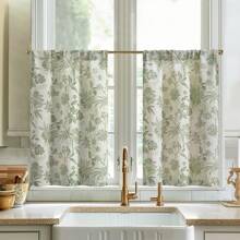 Lot de 2 rideaux de cuisine en polyester et lin bleu imprimé, style rural, décontractés, pour la maison, multi-usages, pour armoires, pour voiture, pour lit