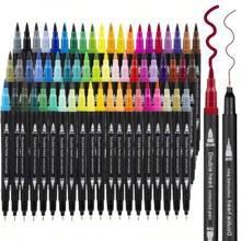 120/100/80/60/48/36/24/12pcs Double-Ended Marker Pen Set,Mark Pen Washable Soft-Tipped Pen Set Of Brushes, Multiple Set Models Available For Selection,Drawing Not Soak Paper, Art Collection, Pen To Graffiti Art Of Diy Pens, Colorful Painting Watercolor Art Mark Pen Sets, Waterproof High-Capacity Color Pen, Exquisite Gift To The Student, The Perfect Gifts Of Gifts, Marker Pen,Back To School,School Supplies
