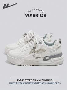 Warrior Men's Skateboarding Shoes Spring And SummerLightweightComfortableBreathableModest Style Casual Yet SleeksneakersApplicable Throughout The Yearwear-ResistingAll-Day WearTraining Sneakers Running Shoes Little White Shoes - White/Gray - View 1