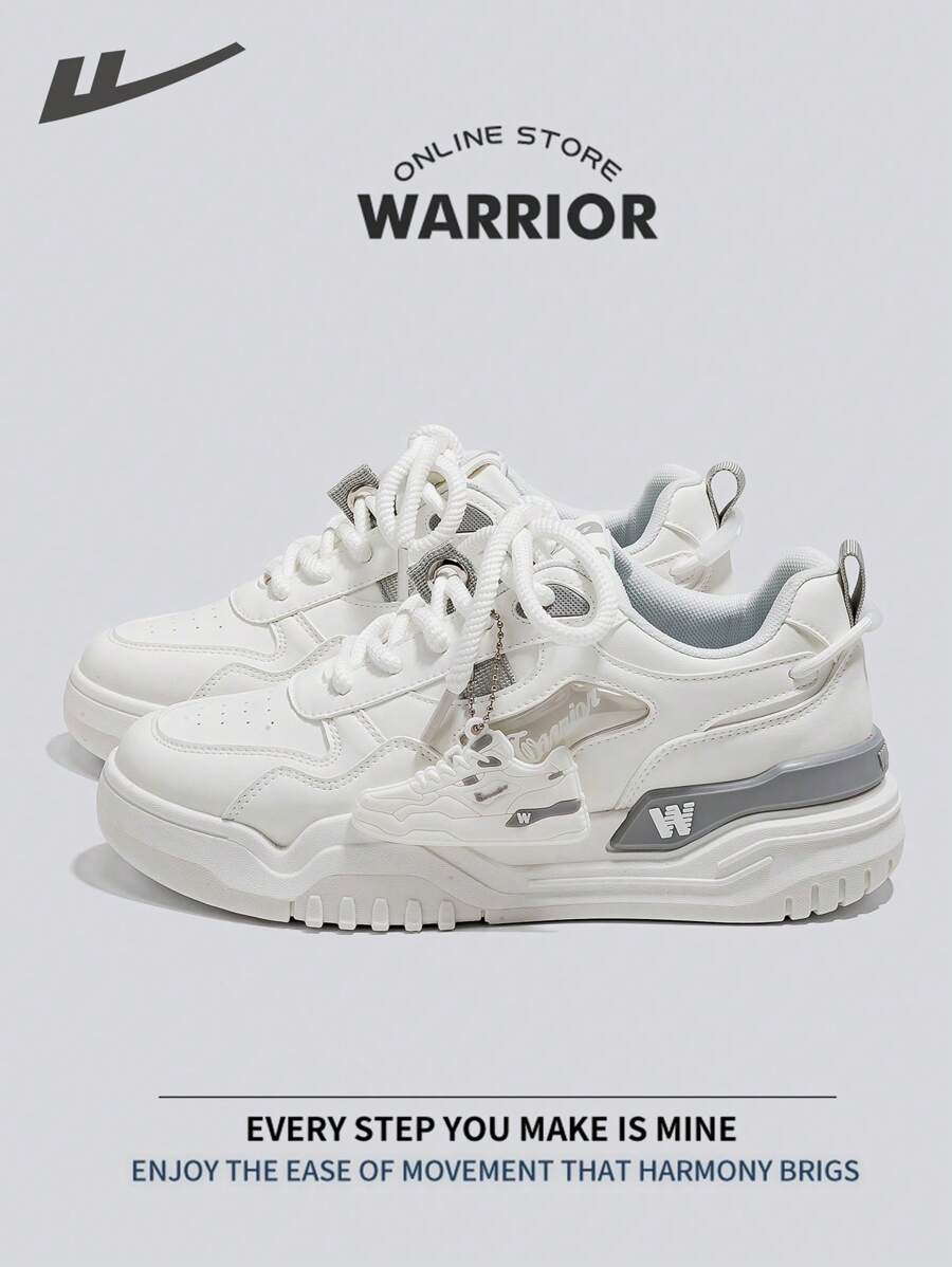 Warrior Men's Skateboarding Shoes Spring And SummerLightweightComfortableBreathableModest Style Casual Yet SleeksneakersApplicable Throughout The Yearwear-ResistingAll-Day WearTraining Sneakers Running Shoes Little White Shoes - White/Gray - View 1