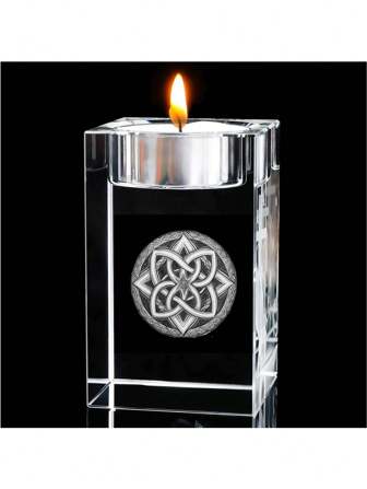 8 cm 3D Glaskerzenhalter mit Motiv der slawischen Göttin, das Glaube, Freiheit, Gerechtigkeit und Ehre symbolisiert, als Tisch-Mittelpunkt, Heim-Versammlung, Hochzeitsdekoration, kann negative Energie abwehren, 1 Kerze enthalten