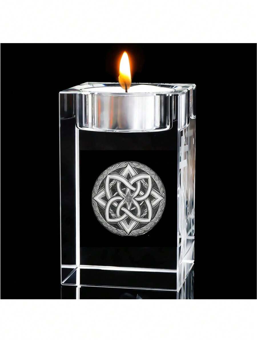 Suport de lumânare din sticlă 3D de 8 cm cu design de zeiță slavă, reprezentând credința, libertatea, dreptatea și onoare, pentru centru de masă, adunare acasă, decorare nuntă, poate preveni energia negativă, include 1 lumânare