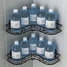 1 pieza Estantería de esquina para ducha de acero inoxidable - resistente a la oxidación, estantería de baño montada en la pared para champú, tónico y cosméticos