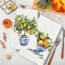 2 paquetes de paños de cocina con estampado de árbol de limón, paños de microfibra súper absorbentes y modernos, paños de cocina, de limpieza y de mano, extremadamente suaves y muy absorbentes, decoración de cocina, regalo para vecinos/mamá/cumpleaños/inauguración de la casa, accesorios de cocina, artículos esenciales para el hogar