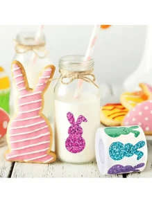 500pcs Easter Bunny Stickers - Colorful Laser Cut Rabbit Stickers, 5 Glitter Colors, Self-Adhesive Seal Labels, Suitable For Party Gifts, Gift Boxes, Envelopes, Notebooks And Party Favors - Multicolor - View 4