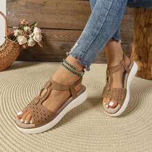 Women Wedge Heel Sandals, Soft Bottom Versatile Fashionable Slip-On, Summer
