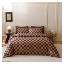 HUIQIN Brown Plaid Comforter Set Full Chocolate Coffee Color Chessboard Bedding Sets Mocha Buffalo Checkered Bed Quilt Blanket Full - Multicolor - View 1