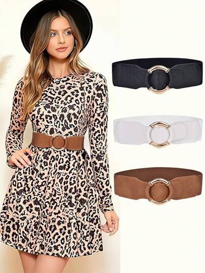 1 szt. Szeroki damski pasek w talii, elastyczny pasek do sukienki, skórzany elastyczny pasek w talii, odpowiedni do dekoracji damskiej sukienki na lato, do szkoły, na jesień, na Halloween