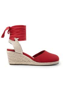 Women's Closed Toe Lace Up Espadrilles Fashion Straps Sandals  Vocation Beach Dressy Summer Platform Wedge Sandals Shoes - 紅色 - 查看 7