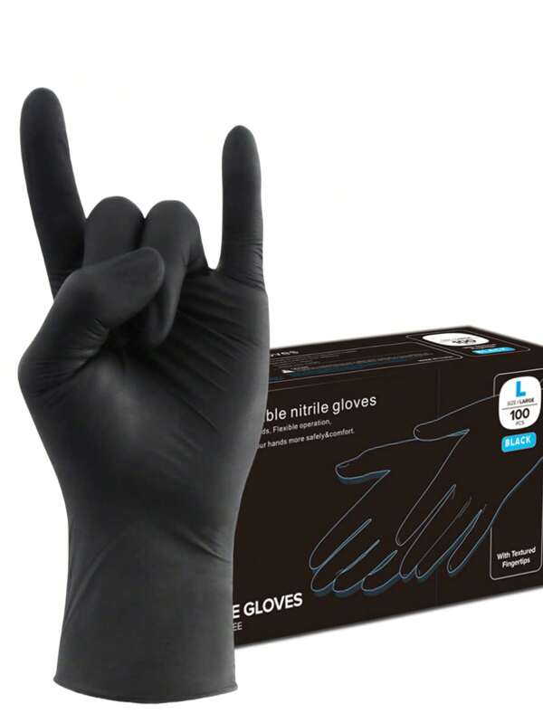 100/50/20/4pcs Black Nitrile Disposable Gloves, High Elasticity, Waterproof, Powder-Free, Oil-Resistant, Suitable For Household Use - Fit For Manicure, Hair Dye, Dish Washing, Living Room, Bedroom, Bathroom, Toilet, Kitchen Cleaning - Size S/M/L/XL
