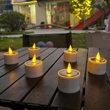 6pcs Solar Power Tea Lights,Outdoor Candle Flameless Flicker Waterproof Solar Table Lamp LED Candles With Dusk To Dawn Sensor For Lantern Garden Camping Party Home Valentines Decorations Easter Gifts Birthday Graduation
