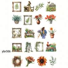 1 Pack Vintage Spring Country Floral Girl Decorative Stickers, Creative Craft Scrapbooking Stickers For Diary, Album, Photo, Stationery, DIY School Supplies - Black - View 13