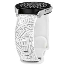 Flower Engraved Bands Compatible With Samsung Galaxy Watch 7/ FE/ 6/5/ 4/ Active 2 40mm 44mm/ 5 Pro 45mm/ Watch 6/4 Classic 43mm 47mm 42mm 46mm,20mm Cute Flower Soft Silicone Sport Strap Replacement Watch Bands For Women - Watch4/5/6/7-20mm - View 15