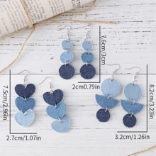 1 Pair Western Ombre Cowboy Style Pendant Earrings, Unique Heart & Water Drop Design Earrings, Versatile For Daily Wear Valentines