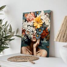 1pc, Canvas Hanging Painting, Framed Decorative Painting, Poster, Wall Art, Floral Canvas Wall Art Print, Modern Abstract Floral Oil Painting Feminine Poster For Home Decor, Spring Home Decorations Gifts Birthday Graduation