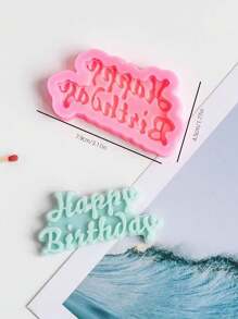 1pc Happy Birthday Cake Mold Baking Supplies Cake Decorating Mold - Pink - View 2