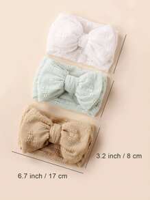3pcs/Set Soft Breathable Jacquard Mesh Double Layer Bow Baby Headbands - Khaki - View 4