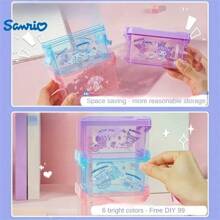 Sanrio 3 Sanrio Kuromi Three-Layer Stacked Storage Boxes, Waterproof Plastic Rectangular Storage Boxes, Suitable For Desktop Cosmetics, And Miscellaneous Items Home Bathroom Decor Fall Decor Makeup Organizer Back To School