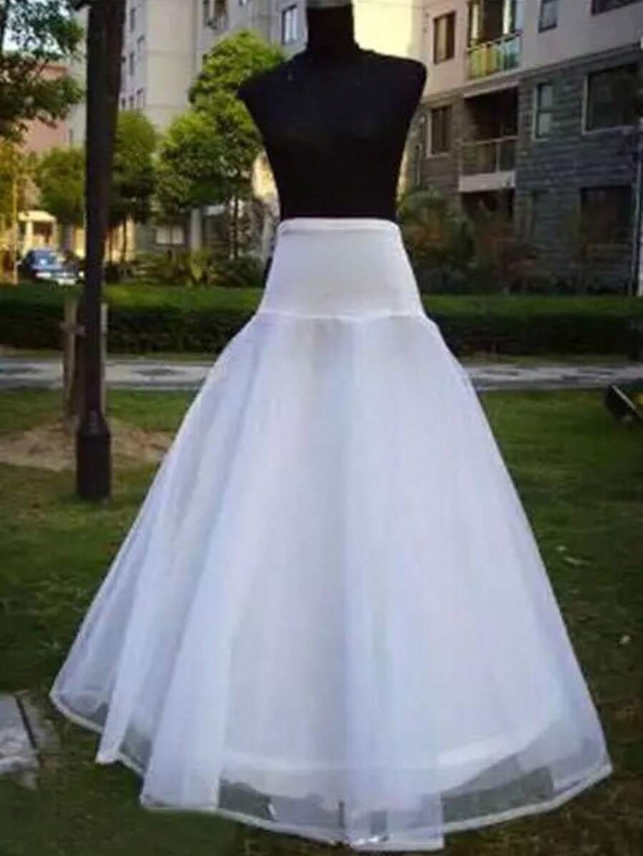 1pc Wedding A-Line Mesh Petticoat With Steel Hoops, Double Layer Stiff Mesh Underskirt, Waist-Cinching A-Line Silhouette, Suitable For Wedding Dress/Gown Lining