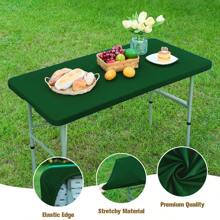 1pc Rectangle Half-Covered Tablecloth, Polyester Washable Wrinkle-Resistant Fitted Table Cover, Suitable For Indoor/Outdoor, Holiday Party, Dining, Banquet - Multicolor - View 26