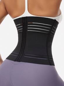 Ladies Two-Way Reinforced High Elasticity Body Shaping Breathable Waist Trainer Tummy Control Belt - Black - View 4