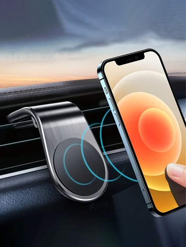 1pc Magnetic Car Air Vent Phone Holder Stand For Navigation With L-Shaped Design Travel Storage Organizer