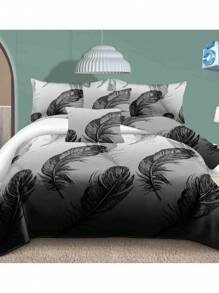 Conjunto de tres piezas de plumas negras y grises (200 x 220 cm)