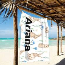Toallas de playa con diseño de conejos, toallas de playa de microfibra personalizadas para adultos, toalla ligera de secado rápido para nadar, bañarse, viajar, picnic, regalo personalizado para Pascua