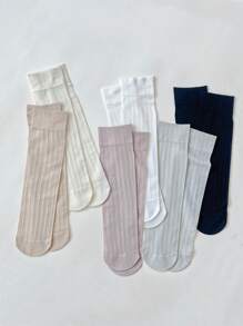 1/3/6双薄款女士中长袜。透气袜子。透明长筒袜。纯色女士袜子，秋季 - 彩色 - 查看 10