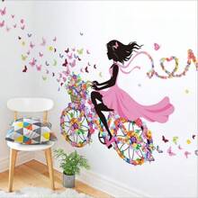 Adhesivo de pared de bicicleta, decoración para sala de estar y dormitorio, mural autoadhesivo y extraíble NC2-89