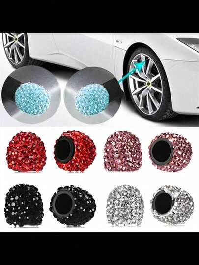 Diamond-Studded Tire Valve Stem Caps, Creative Diamond Tire Valve Stem Caps, Modified Tire Valve Stem Caps