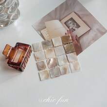 1 件天然海螺壳方形杯垫马赛克隔热杯垫摄影道具房间餐桌装饰 - 彩色 - 查看 6