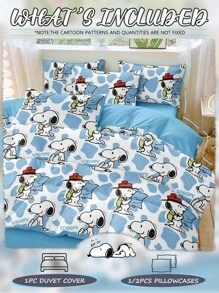 SNOOPY 2/3pcs Snoopy Duvet Cover Set, Snoopy Bedding, Cozy And Anti-Pilling Bedding Set, Soft And Breathable Bedding, Cartoon Style Comforter Cover Set, Fits For Twin Full King Queen All Size Beds, Suitable For All Seasons, Chic Lovely Decorative Comforter Cover Set For Bedroom Dorm, Machine Washable, Back To School Season