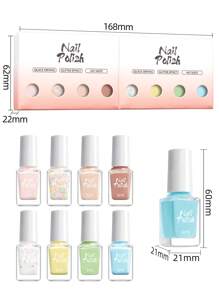 8 件/套 6ml 马卡龙色指甲油套装，彩色指甲油水性亮光珐琅，凝胶抛光底漆和面漆，适合女士、女孩沙龙、DIY 家庭美甲、节日庆祝、情人节礼物