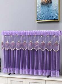 电视罩/窗帘，悬挂式蕾丝电视防尘罩，适合液晶电视/电脑显示器，开机时请勿取下 - 彩色 - 查看 3