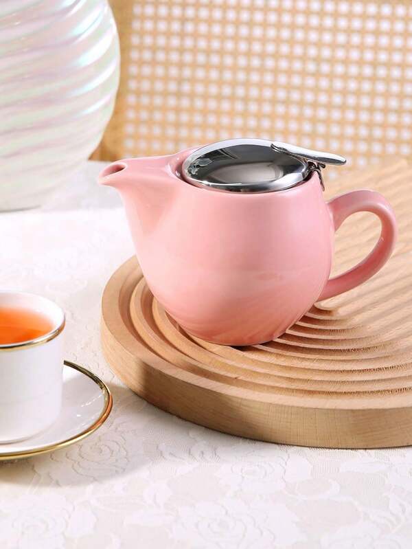 1 pieza de tetera cerámica de cuatro colores, apta para té suelto y té con flores, tetera cerámica resistente al calor, tetera de cerámica elegante y termoresistente con tapa de acero inoxidable e infusor - Perfecta para amantes del té suelto, para exteriores, camping