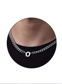 1pc Stainless Steel 26 Letter Fashion Pendant Necklace, Suitable For Daily Wear, Gift For Boyfriend/Girlfriend, Couples