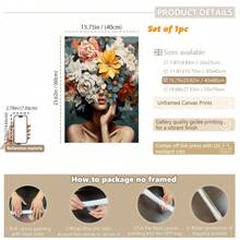 1pc, Canvas Hanging Painting, Framed Decorative Painting, Poster, Wall Art, Floral Canvas Wall Art Print, Modern Abstract Floral Oil Painting Feminine Poster For Home Decor, Spring Home Decorations Gifts Birthday Graduation