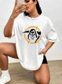 Oversized Style For Women, The Sharpshooter T-Shirt, The Division 2 Tshirt, Oversize Type Shirt For Women, Perfect For Holiday Parties Or Gift Giving, Soft And Comfortable - 白色 - 查看 2