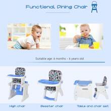 HOMCOM 2 In 1 Convertible Baby High Chair Toddler Table Chair Infant Feeding Seat Removable Food Tray Harness - Blue - View 3