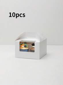 5个/10个装透明展示窗纸杯蛋糕盒，带提手，甜点盒，糕点包装盒，适用于生日、派对、婚礼及生日用品、家居及派对装饰 - 紙本 - 查看 16