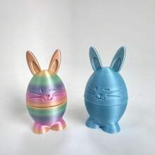 3D Printed Rabbit Statue Set, Animal Model Figurine Suitable For Collectors, Ideal For Easter And Other Holidays - Multicolor - View 4